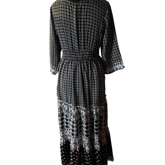 Magic 2 Me Anthropologie Black White Floral Maxi Festival Dress L - Picture 3 of 7